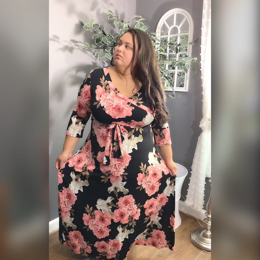 Black floral maxi dress